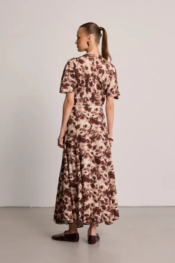 Printed Viscose Long Skirt - Brown - 8