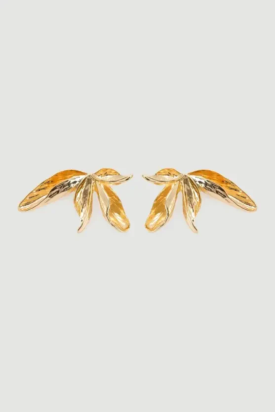 Quad Leaf Design Earrings - Gold - 1