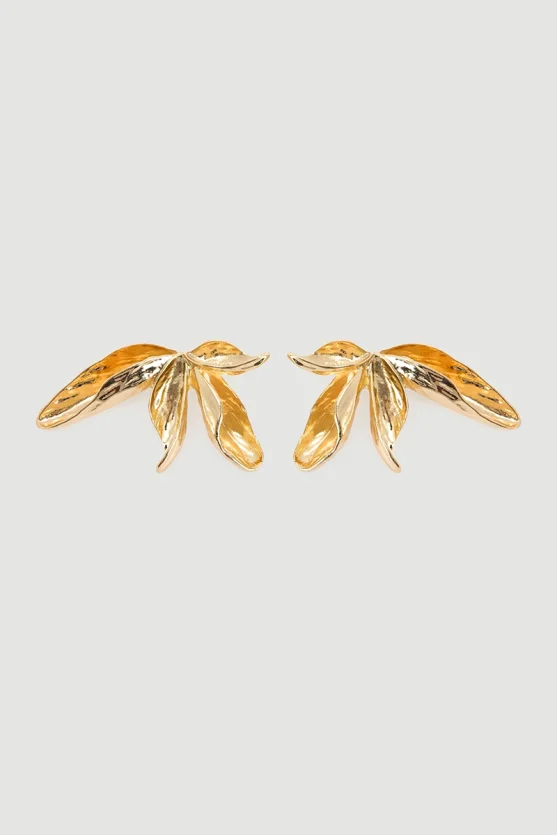 Quad Leaf Design Earrings Gold - 1