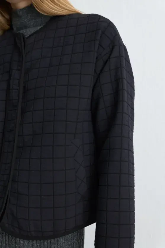 Quilted Jacket - Navy Blue - 5