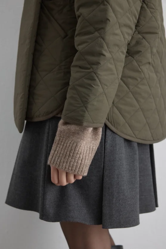 Quilted Jacket with Scarf Khaki - 6