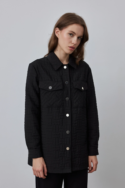 Quilted Shirt Jacket - Black Black