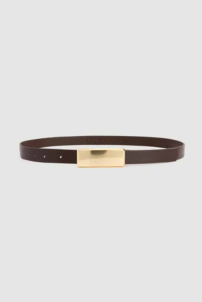 Rectangle Buckle Belt Brown Brown