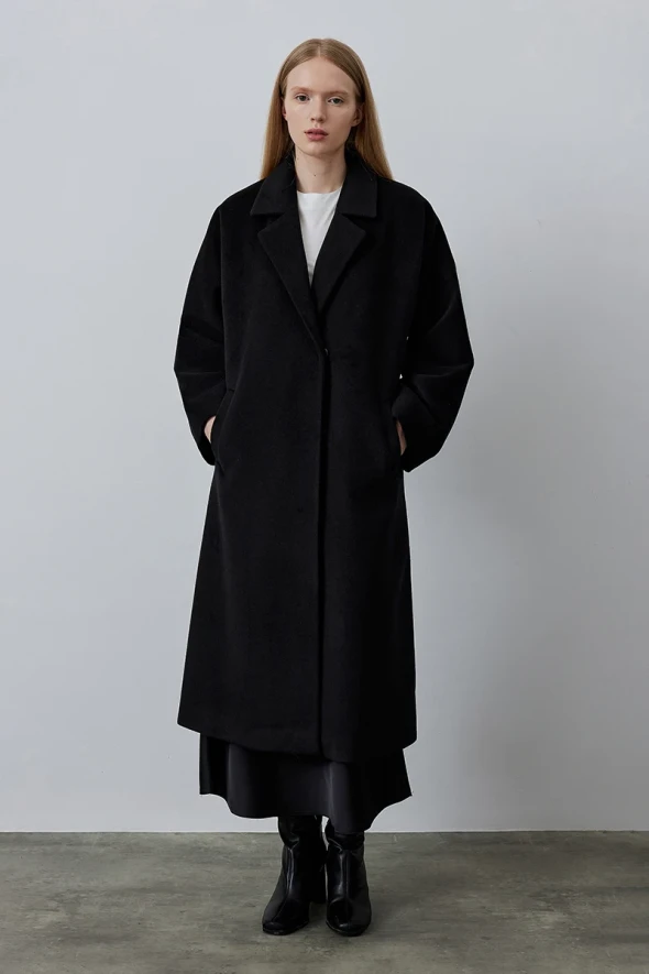 Relaxed Fit Coat - Black - 1