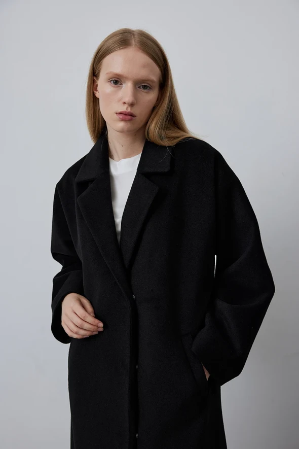 Relaxed Fit Coat - Black - 3