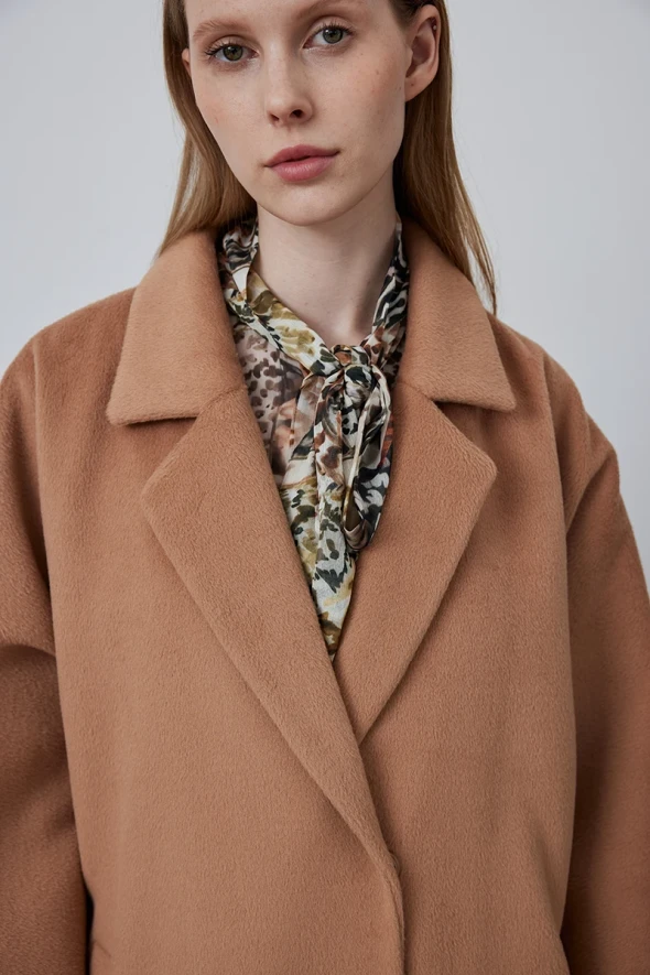 Relaxed Fit Coat - Camel - 4