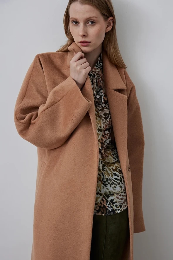 Relaxed Fit Coat - Camel - 5