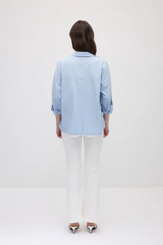 Relaxed Fit Cotton Shirt - Blue - Gusto