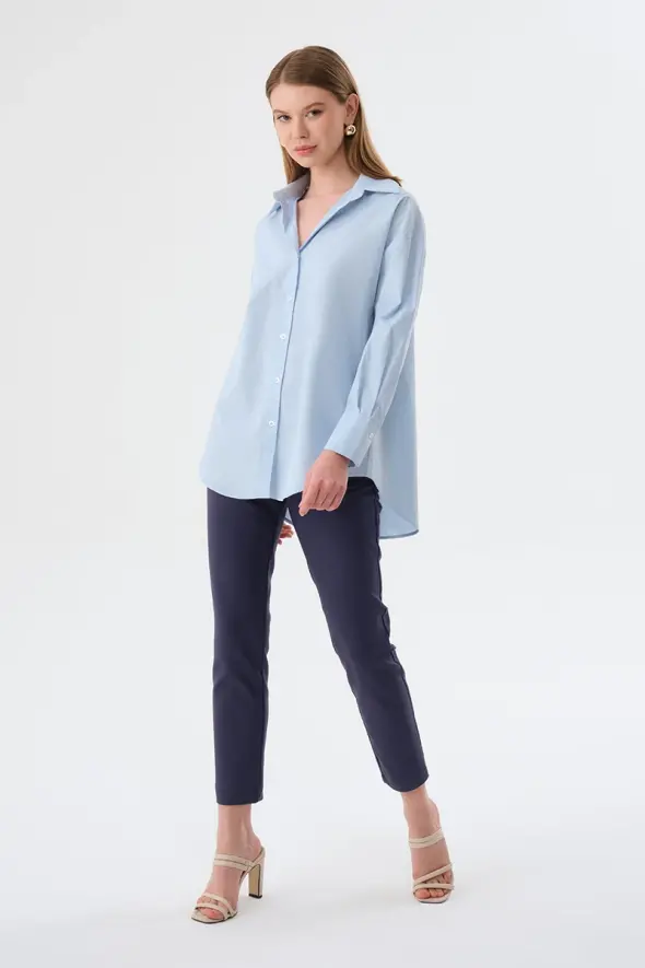 Relaxed Fit Cotton Shirt - Blue - 2