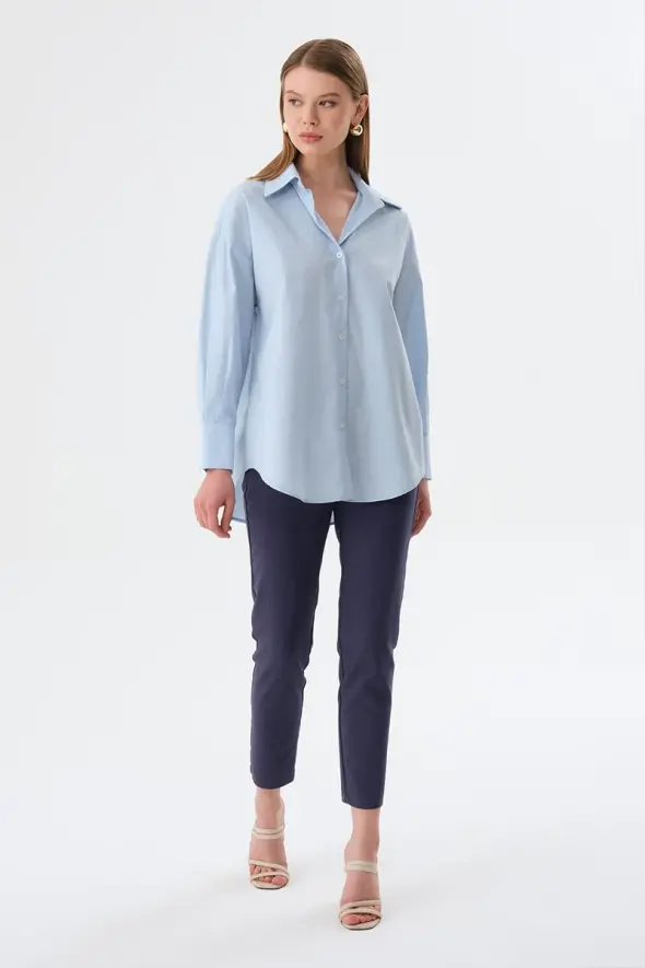 Relaxed Fit Cotton Shirt - Blue - 3