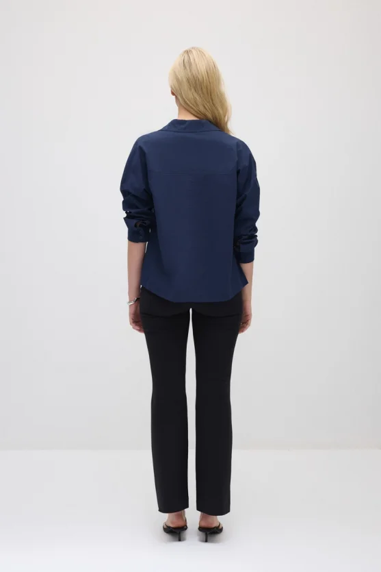 Relaxed Fit Cotton Shirt - Navy Blue - 6