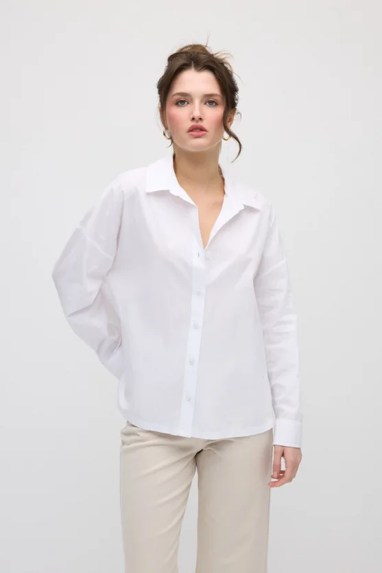 Relaxed Fit Cotton Shirt - White - 1