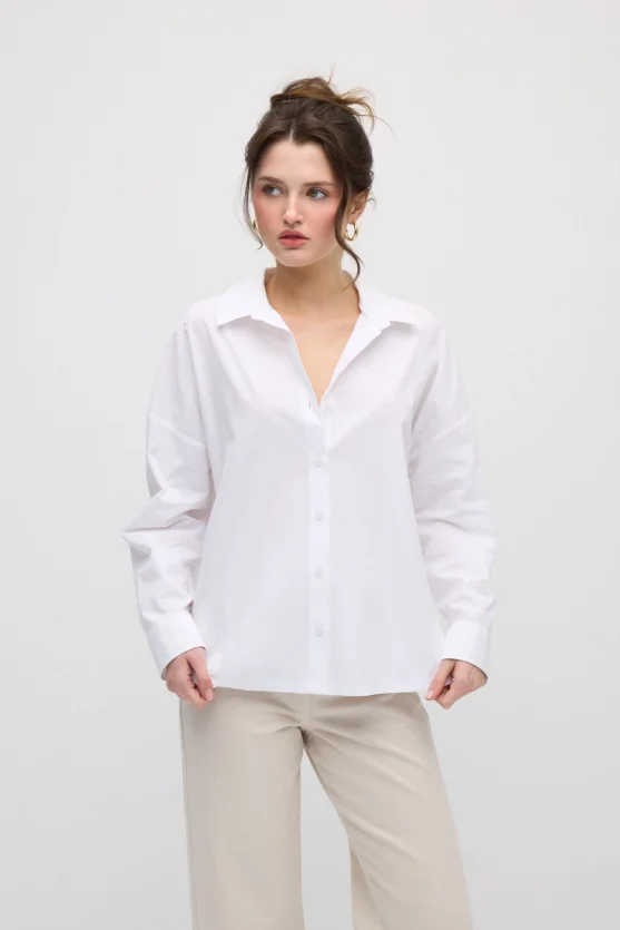 Relaxed Fit Cotton Shirt - White - 3