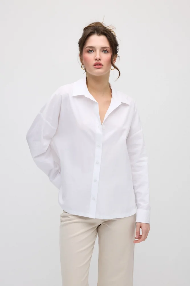 Relaxed Fit Cotton Shirt - White White