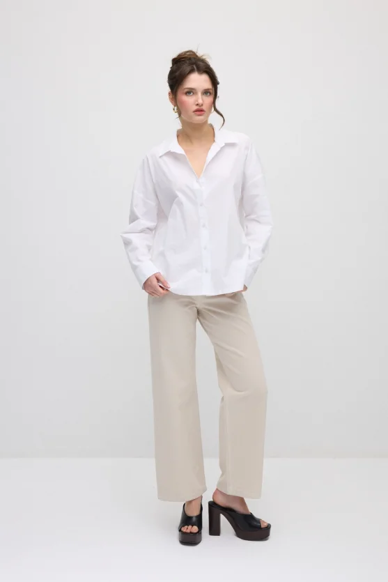 Relaxed Fit Cotton Shirt - White - Gusto