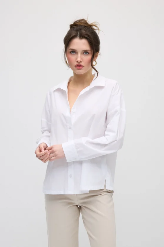 Relaxed Fit Cotton Shirt - White - Gusto