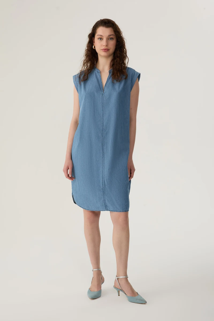 Relaxed Fit Denim Dress - Blue Blue