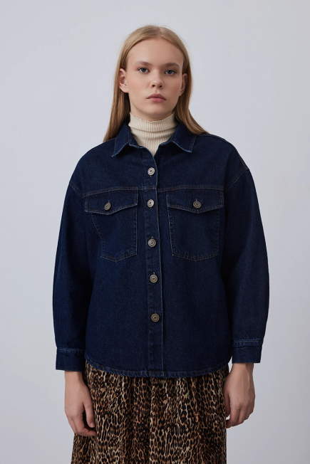 Relaxed Fit Denim Jacket - Blue Blue