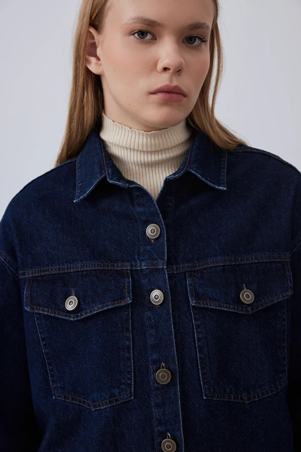 Relaxed Fit Denim Jacket - Blue - 5