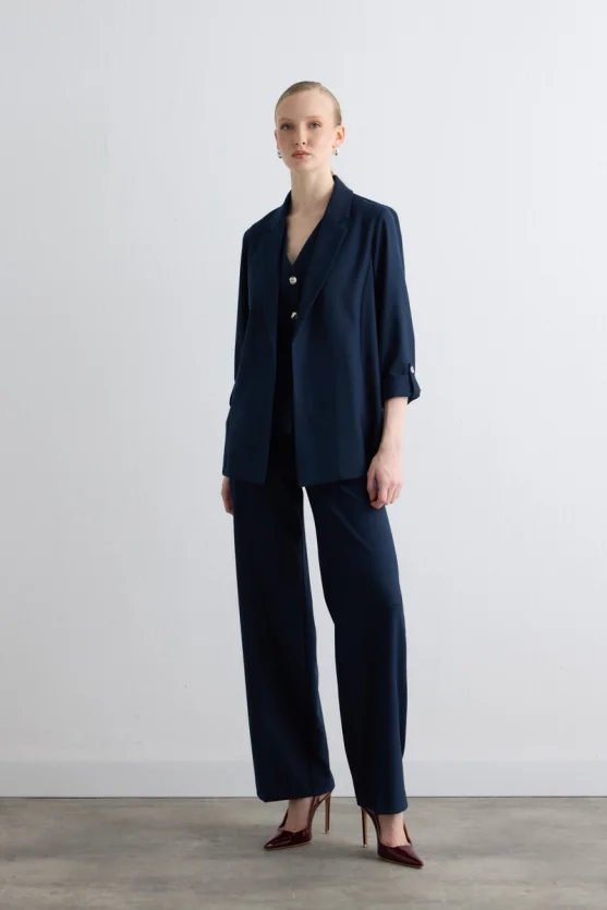 Relaxed Fit Glitter Striped Jacket Navy - Gusto