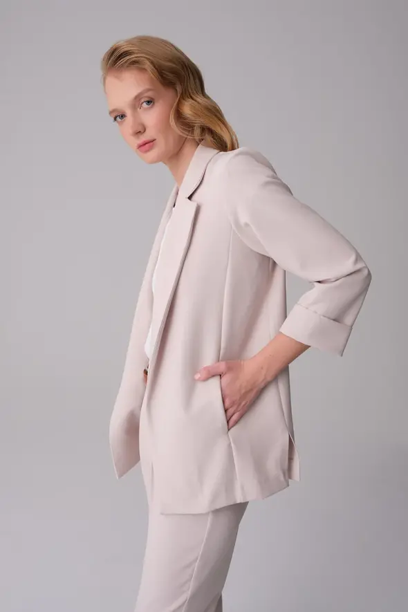 Relaxed Fit Jacket - Beige - 4