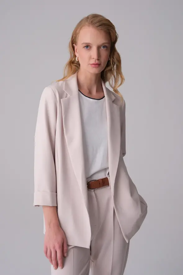 Relaxed Fit Jacket - Beige - 2