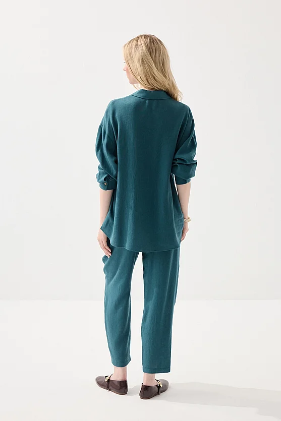 Relaxed Fit Linen Shirt - Green - 5