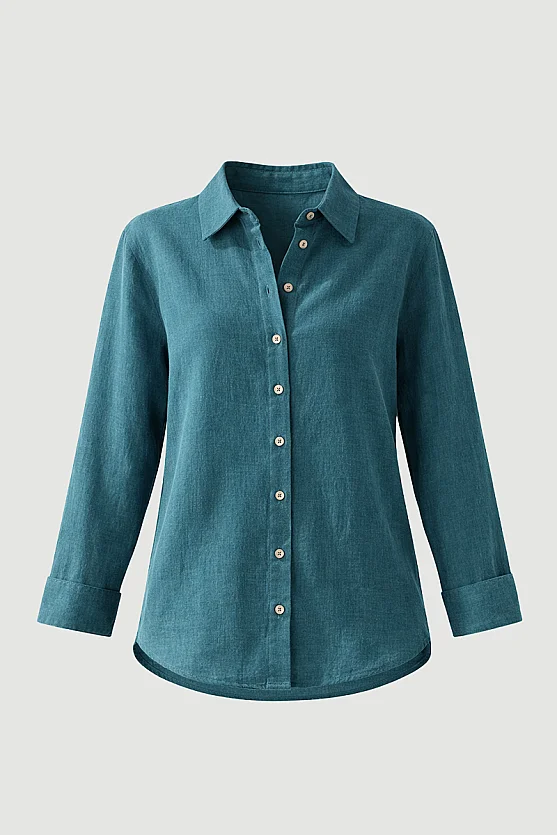 Relaxed Fit Linen Shirt - Green - 6