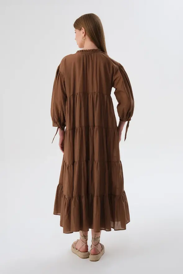 Relaxed Fit Long Dress - Brown - 7