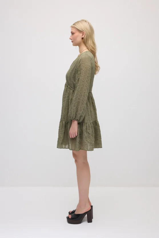 Relaxed Fit Lyocell Dress - Khaki - Gusto