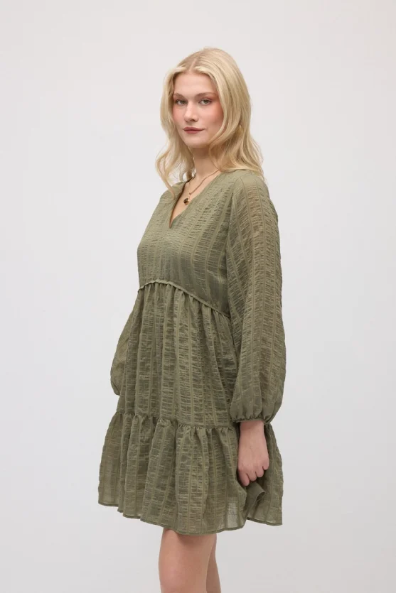 Relaxed Fit Lyocell Dress - Khaki - 2