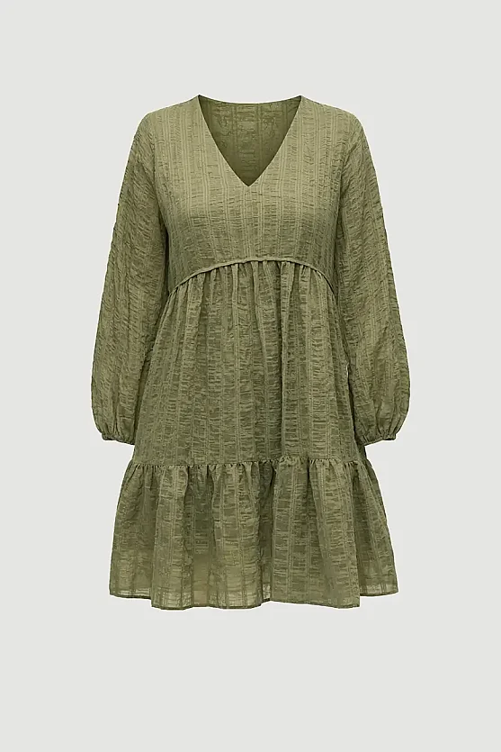 Relaxed Fit Lyocell Dress - Khaki - Gusto
