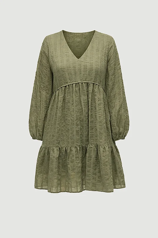 Relaxed Fit Lyocell Dress - Khaki - Gusto