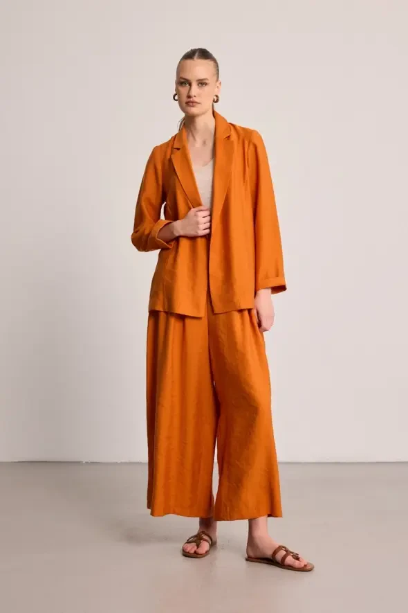 Relaxed Fit Lyocell Jacket - Brick Red - 2
