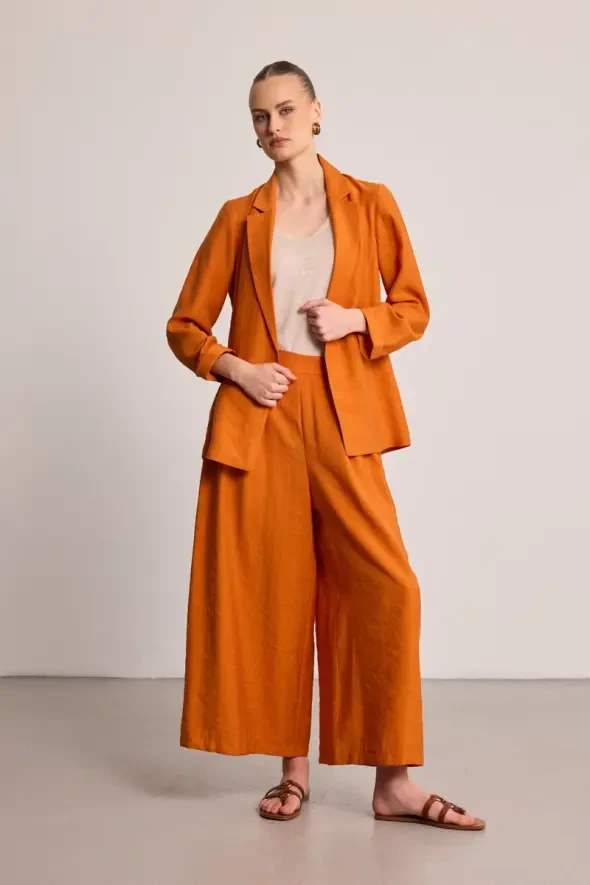 Relaxed Fit Lyocell Jacket - Brick Red - 3