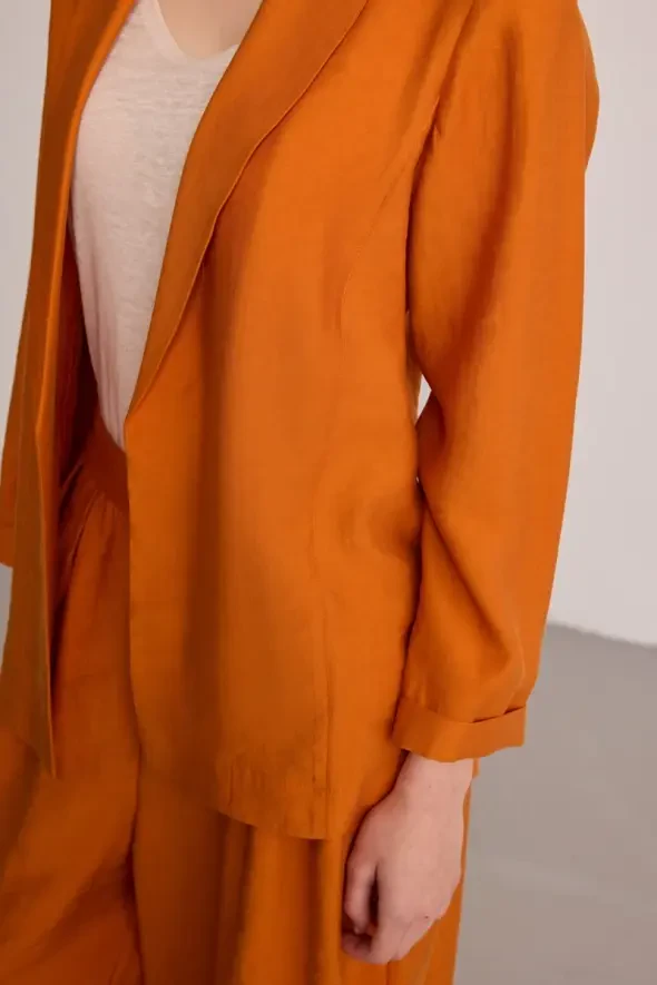Relaxed Fit Lyocell Jacket - Brick Red - 6
