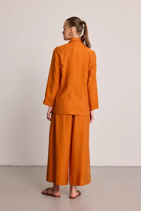 Relaxed Fit Lyocell Jacket - Brick Red - 7