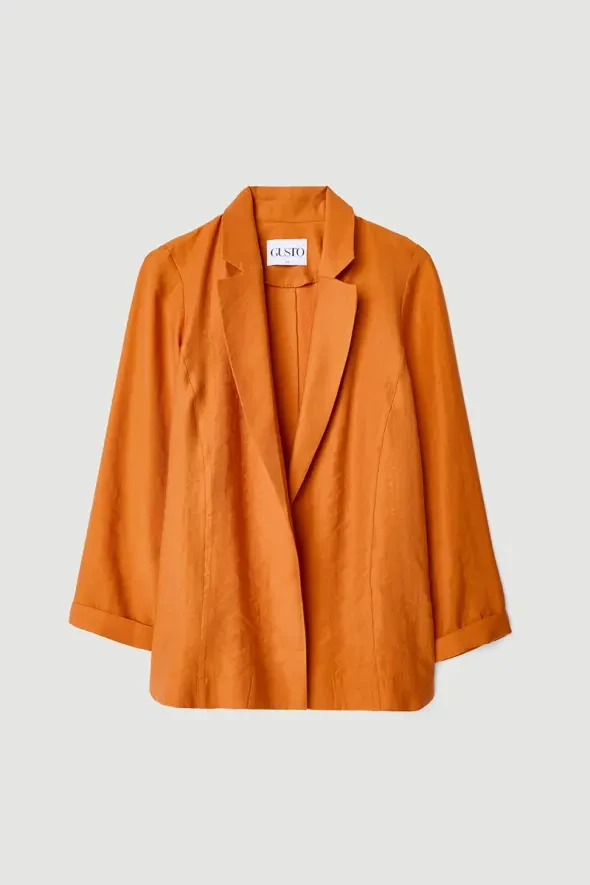 Relaxed Fit Lyocell Jacket - Brick Red - 8