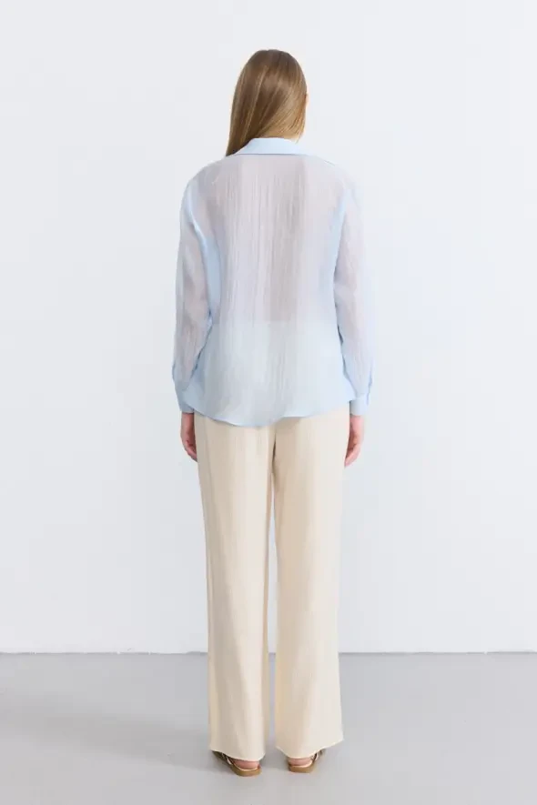 Relaxed Fit Lyocell Shirt - Blue - 5