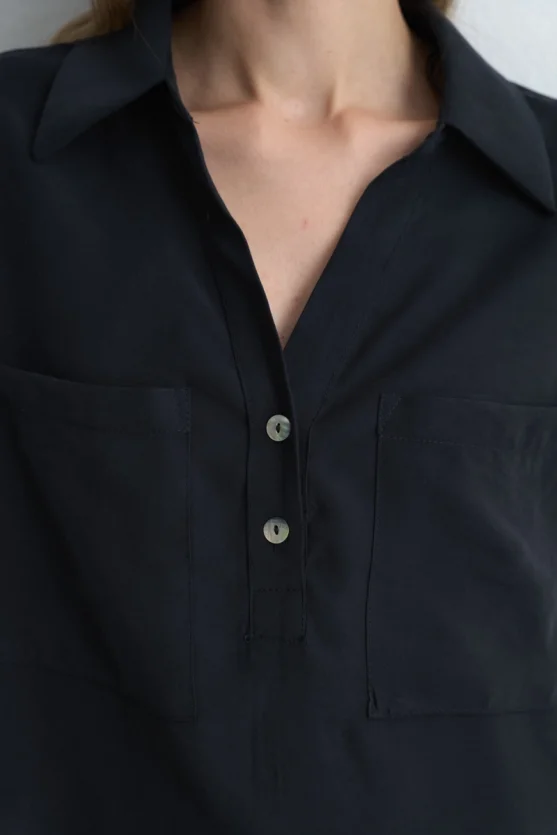 Relaxed Fit Modal Shirt - Black - 3