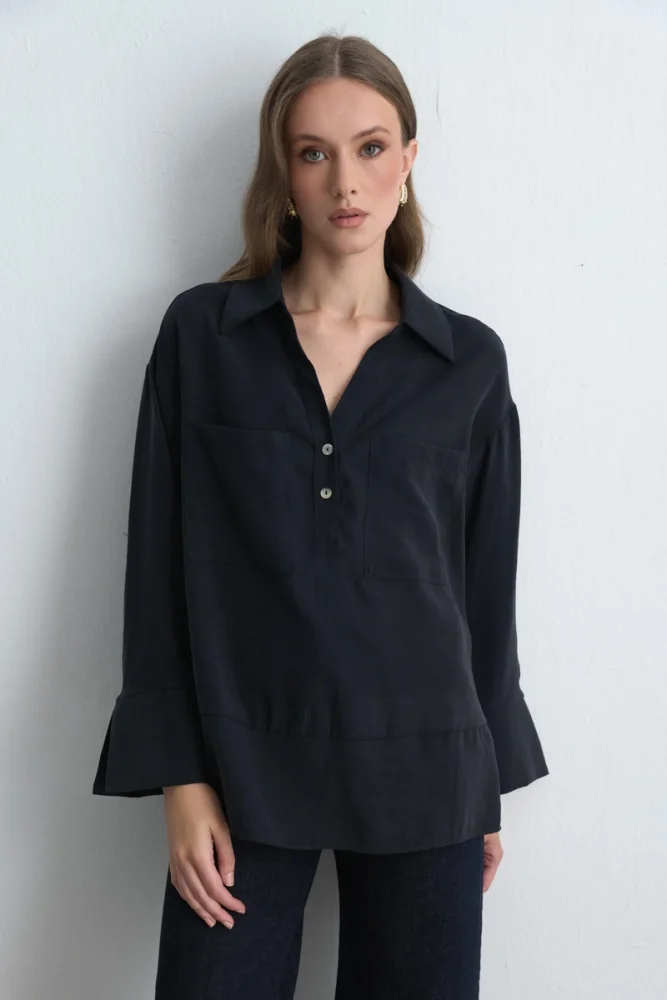 Relaxed Fit Modal Shirt Black Black