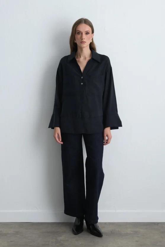 Relaxed Fit Modal Shirt Black - 4
