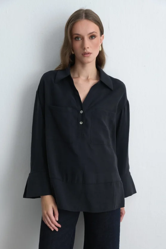 Relaxed Fit Modal Shirt Black - 1