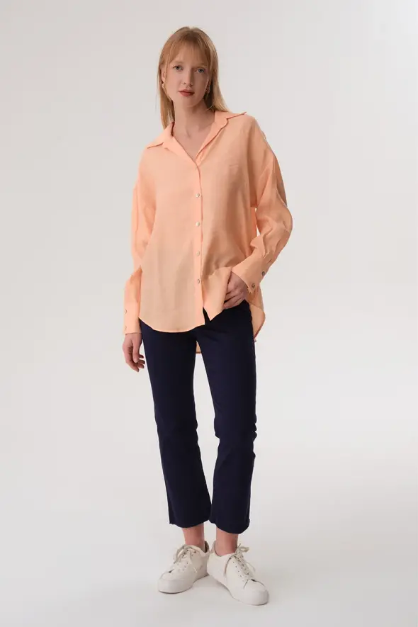 Relaxed Fit Modal Shirt - Peach - 2