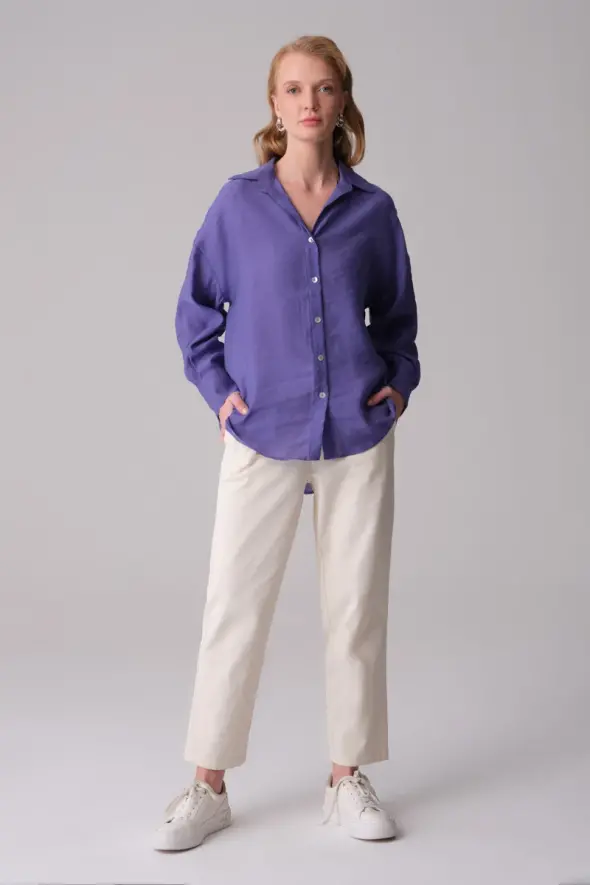 Relaxed Fit Modal Shirt - Purple - 2