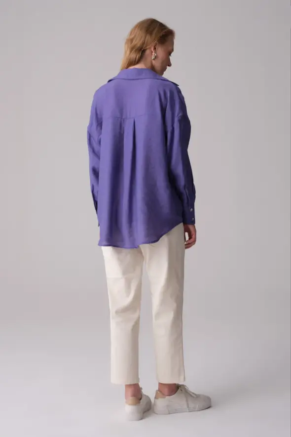 Relaxed Fit Modal Shirt - Purple - 4