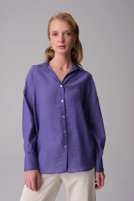 Relaxed Fit Modal Shirt - Purple Purple