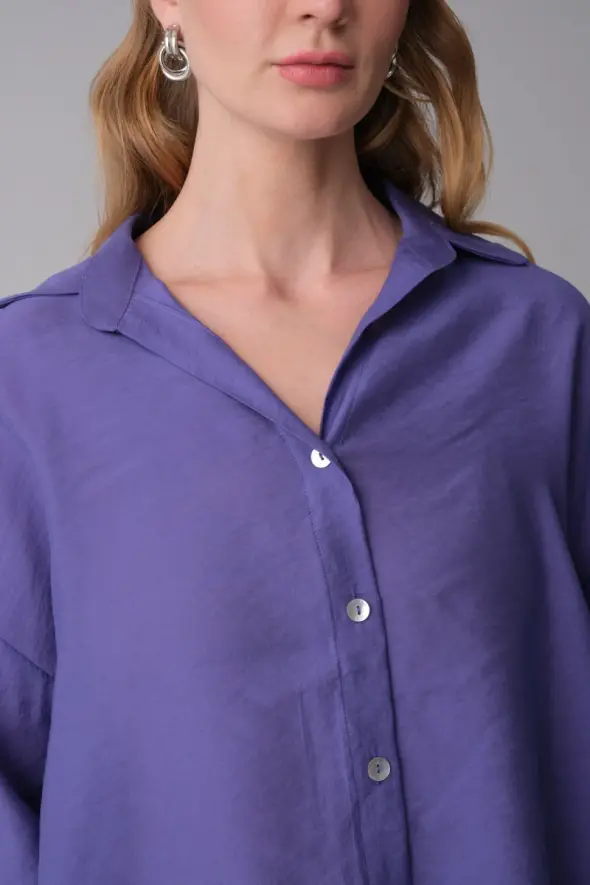 Relaxed Fit Modal Shirt - Purple - 3