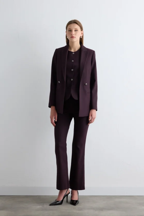Relaxed Fit Striped Blazer Jacket Plum - Gusto