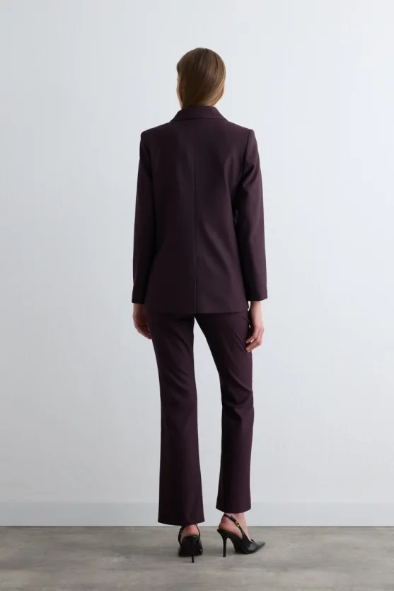 Relaxed Fit Striped Blazer Jacket Plum - 4